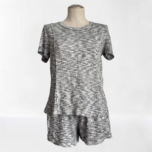 Bobeau Ribbed Tee and Short Set Dark Grey Medium NWT